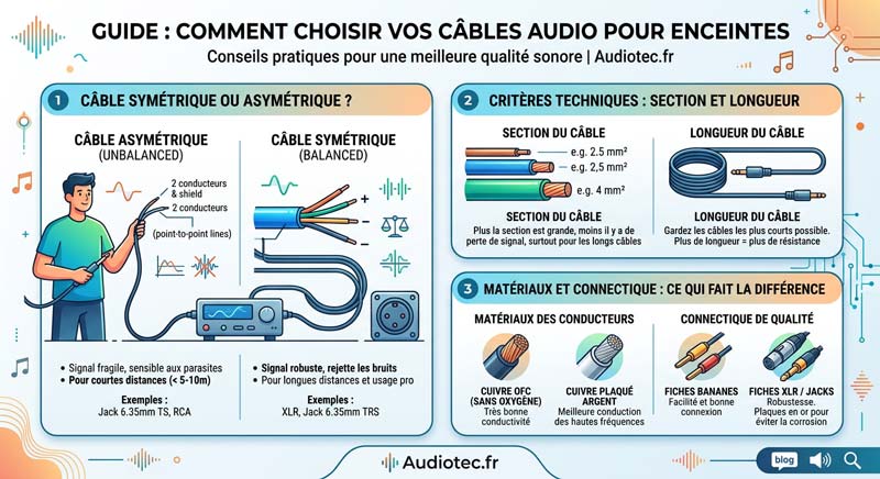 Comment choisir les câbles audio pour mes enceintes infographie Comment choisir les câbles audio enceinte